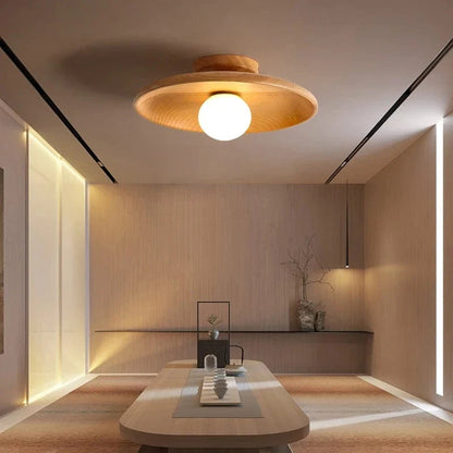 Elegant Handcrafted Wooden LED Ceiling Lamp