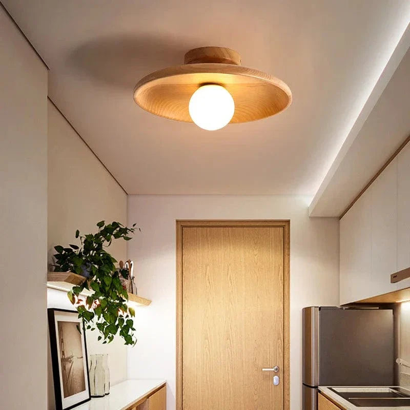 Elegant Handcrafted Wooden LED Ceiling Lamp