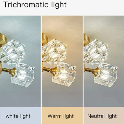 Luxurious Gold Crystal Semi Flush Mount Ceiling Light