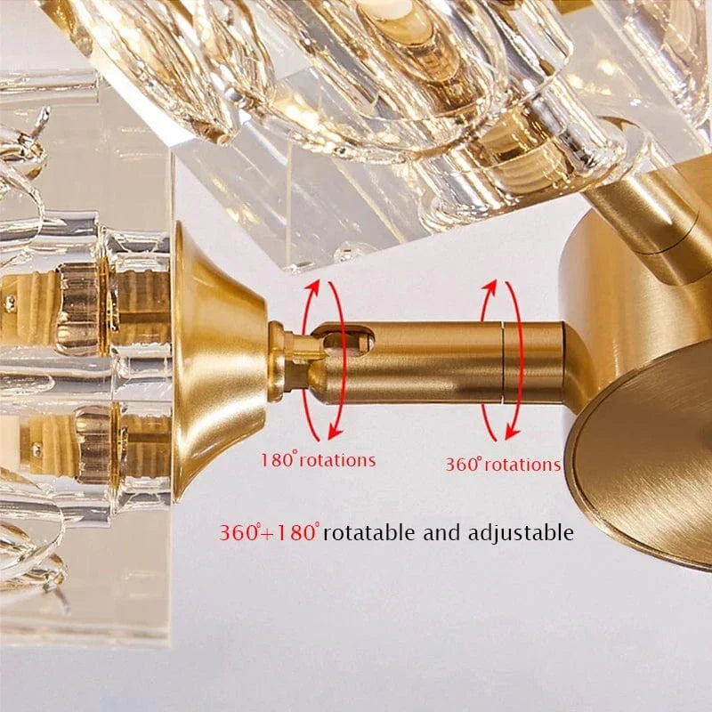 Luxurious Gold Crystal Semi Flush Mount Ceiling Light