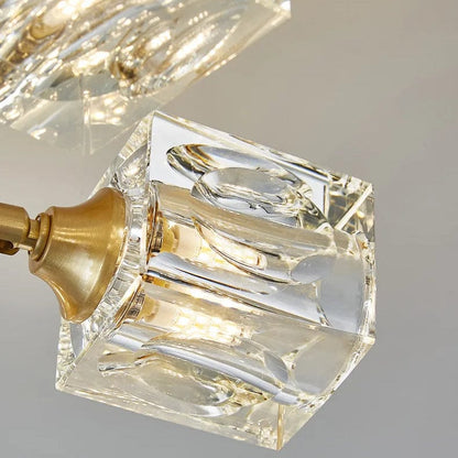 Luxurious Gold Crystal Semi Flush Mount Ceiling Light
