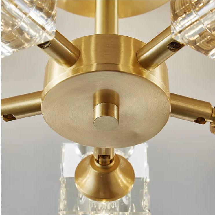 Luxurious Gold Crystal Semi Flush Mount Ceiling Light